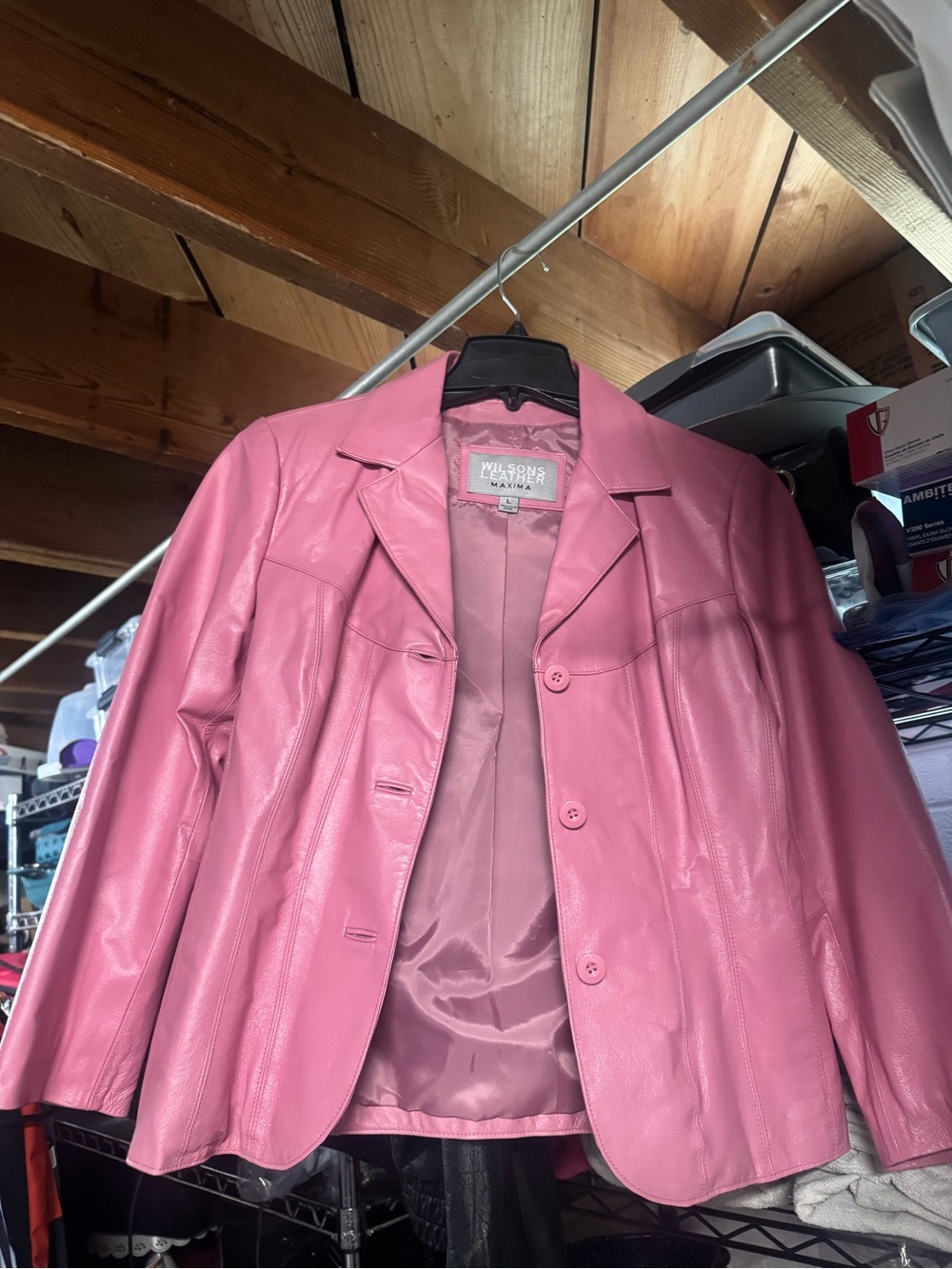 Wilsons Leather Rose Pink Leather Blazer Jacket